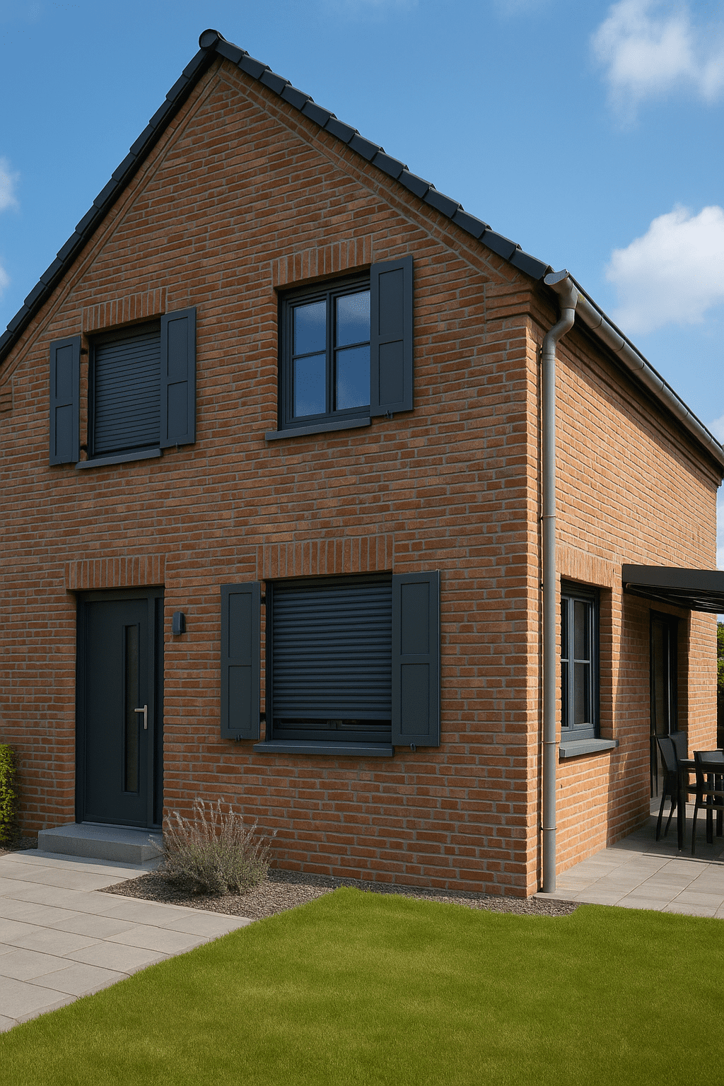 Modernes deutsches Haus in Leverkusen ,Langenfeld mit Aluminium-Rollladen und modernen Fenstern – energieeffizient und sicher