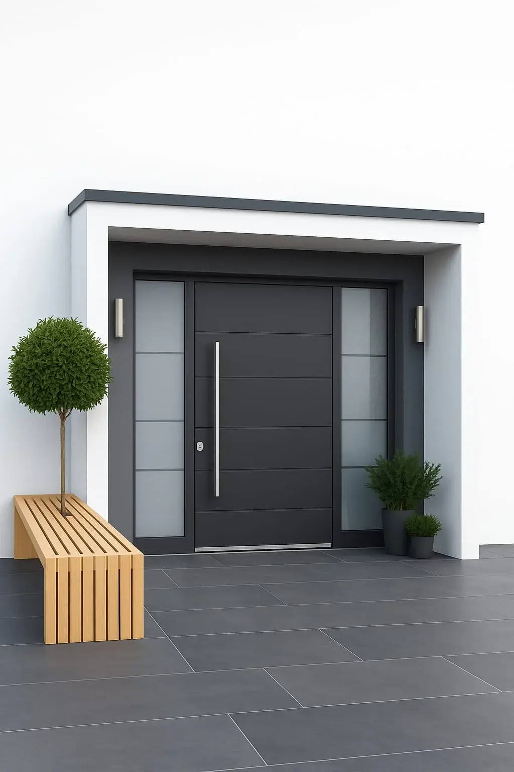 Moderne Aluminium-Haustür mit Seitenteilen – hochwertige Haustür Montage in Köln und Leverkusen durch Elsfen Bauelemente