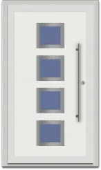 Weiße Haustür (Economic Line) mit 4 Glasausschnitten und Edelstahlrahmen – Günstig kaufen in Bergisch Gladbach