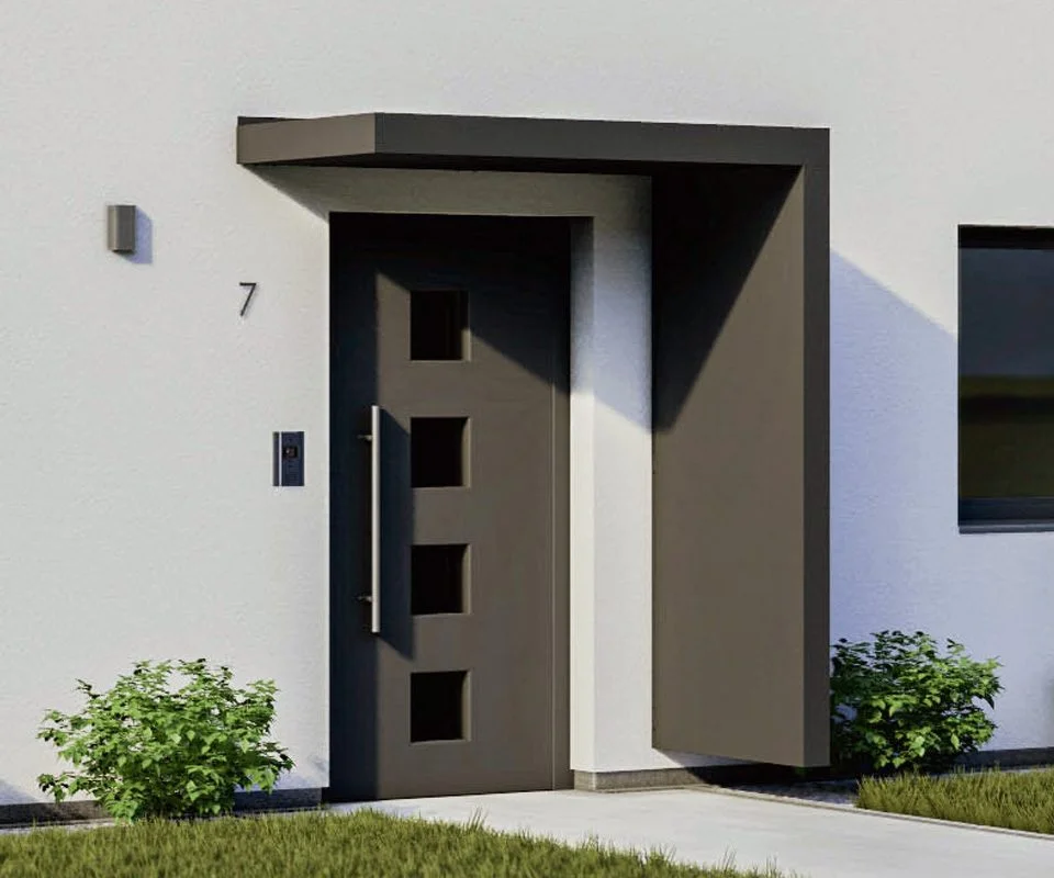 Moderne graue Haustür mit elegantem Vordach in Köln und Leverkusen von Elsfen