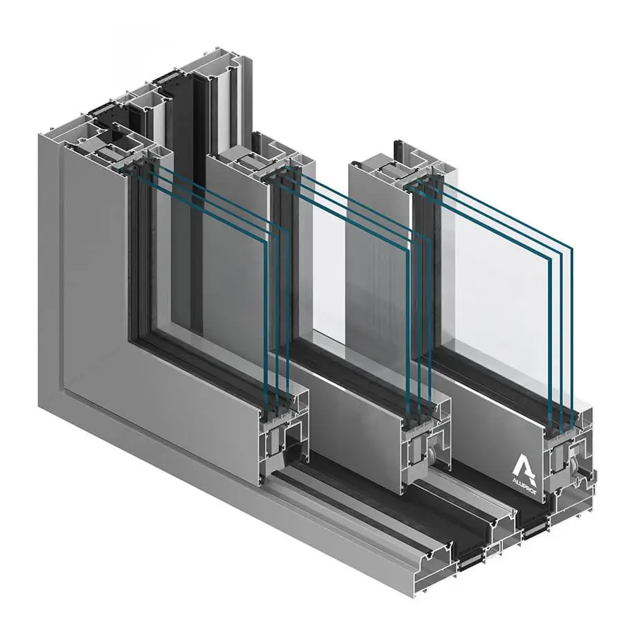 Aluprof MB-77HS Dreigleisige Hebeschiebetür Querschnitt – 271 mm Rahmenbautiefe