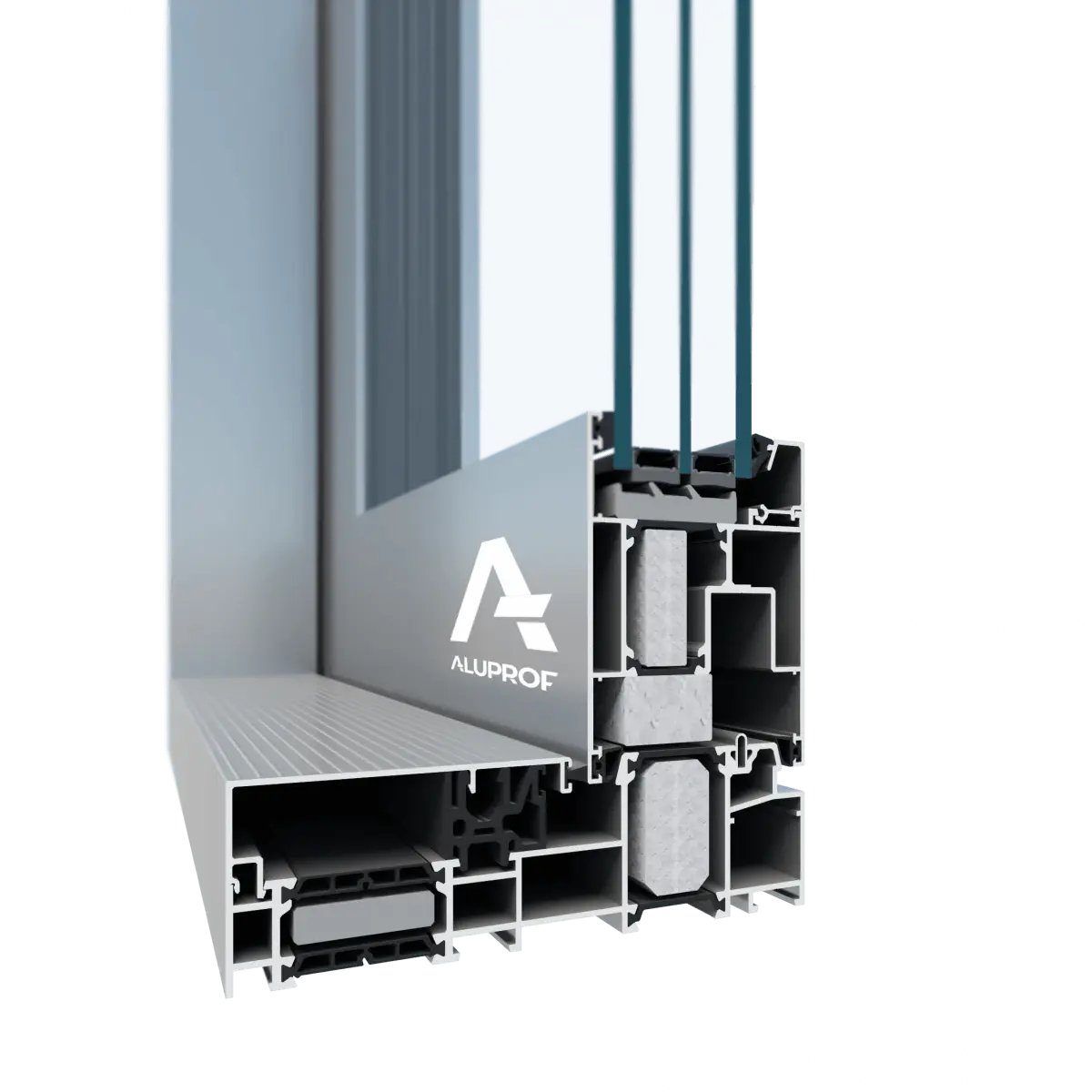 MB-77HS und MB-86N Ecklösung Aluminium – Systemkombination im Eckbereich