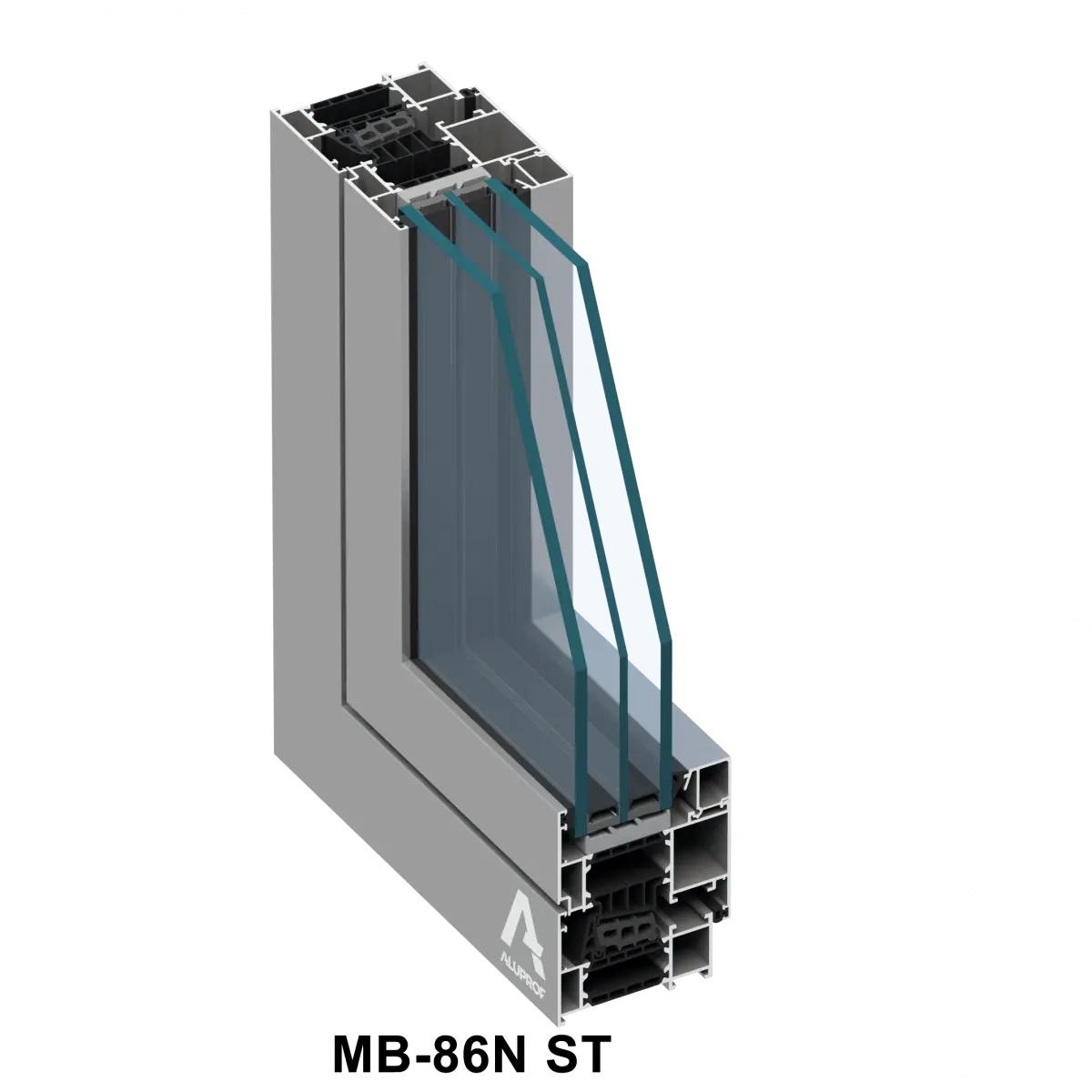 Aluprof MB-86N ST Fenstersystem Querschnitt – Profilaufbau mit 3-Kammer-Technologie