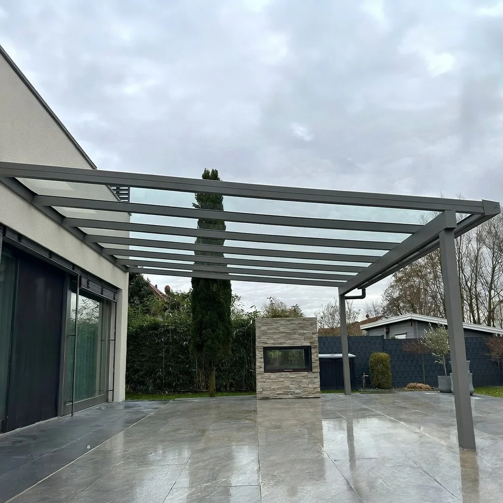 Aluminium Terrassenüberdachung Anthrazit Glasdach Terrasse Leverkusen – Elsfen Bauelemente