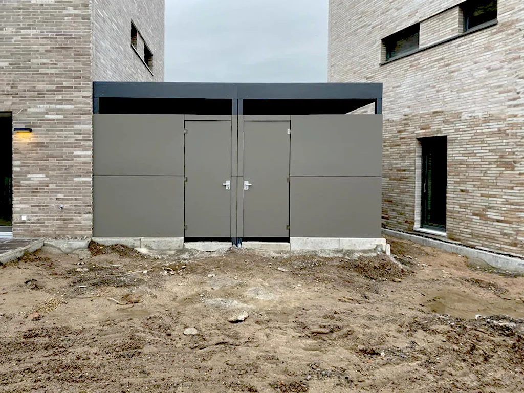 Doppel-Metall-Geräteschuppen in Graubraun