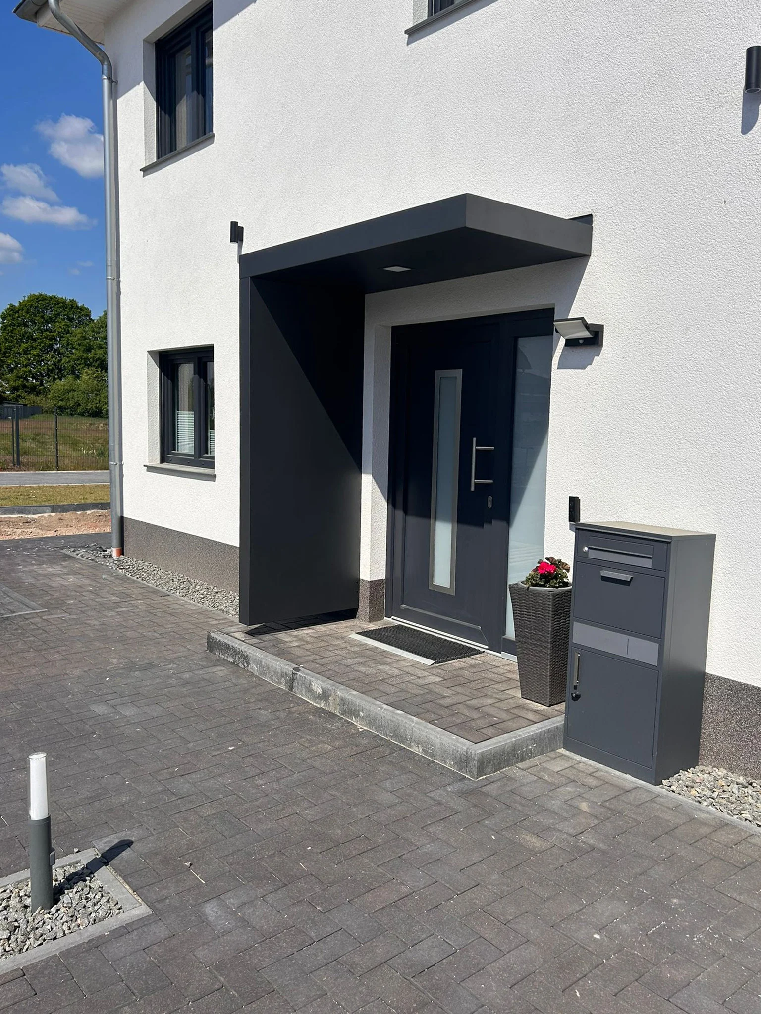 Vordach Aluminium Anthrazit Flachdach Eingangstür Leverkusen – Elsfen Bauelemente