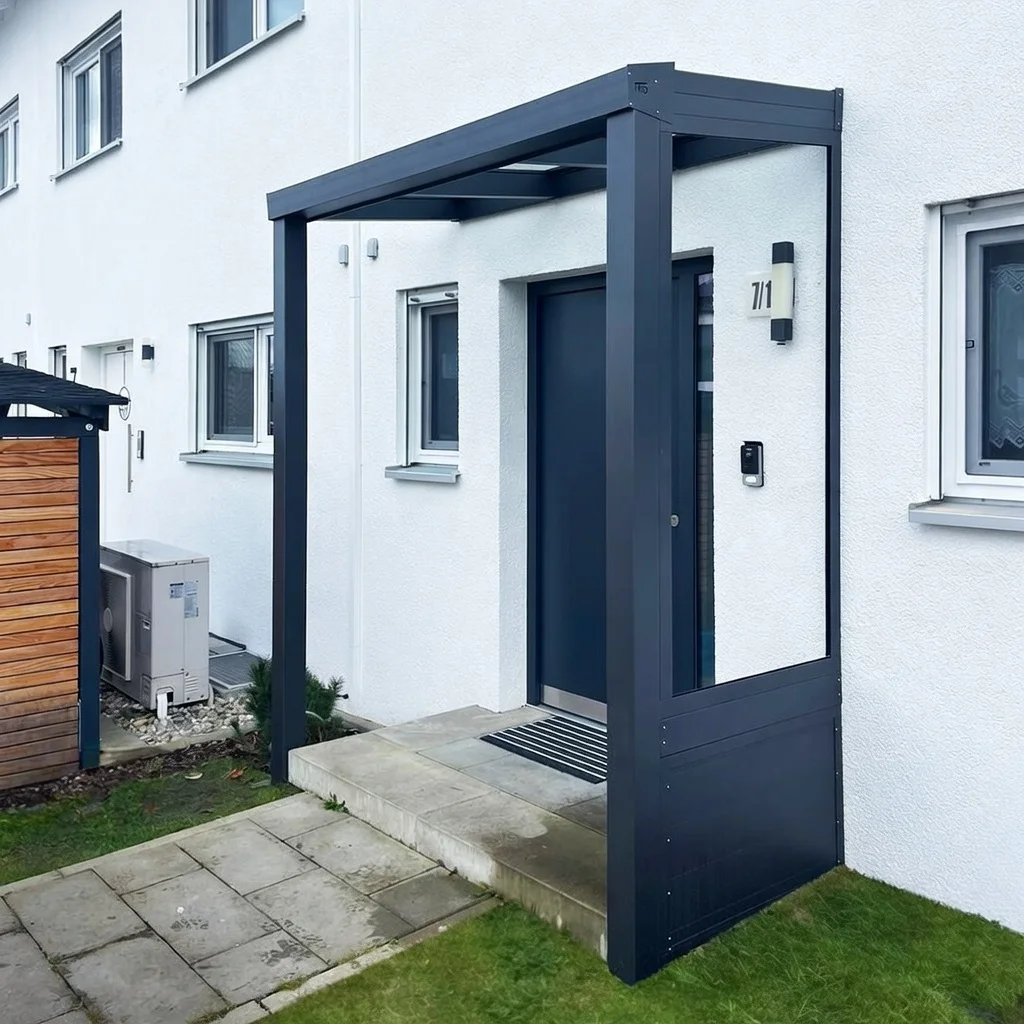 Vordach Aluminium Anthrazit Seitenpaneel Kompakt Solingen – Elsfen Bauelemente