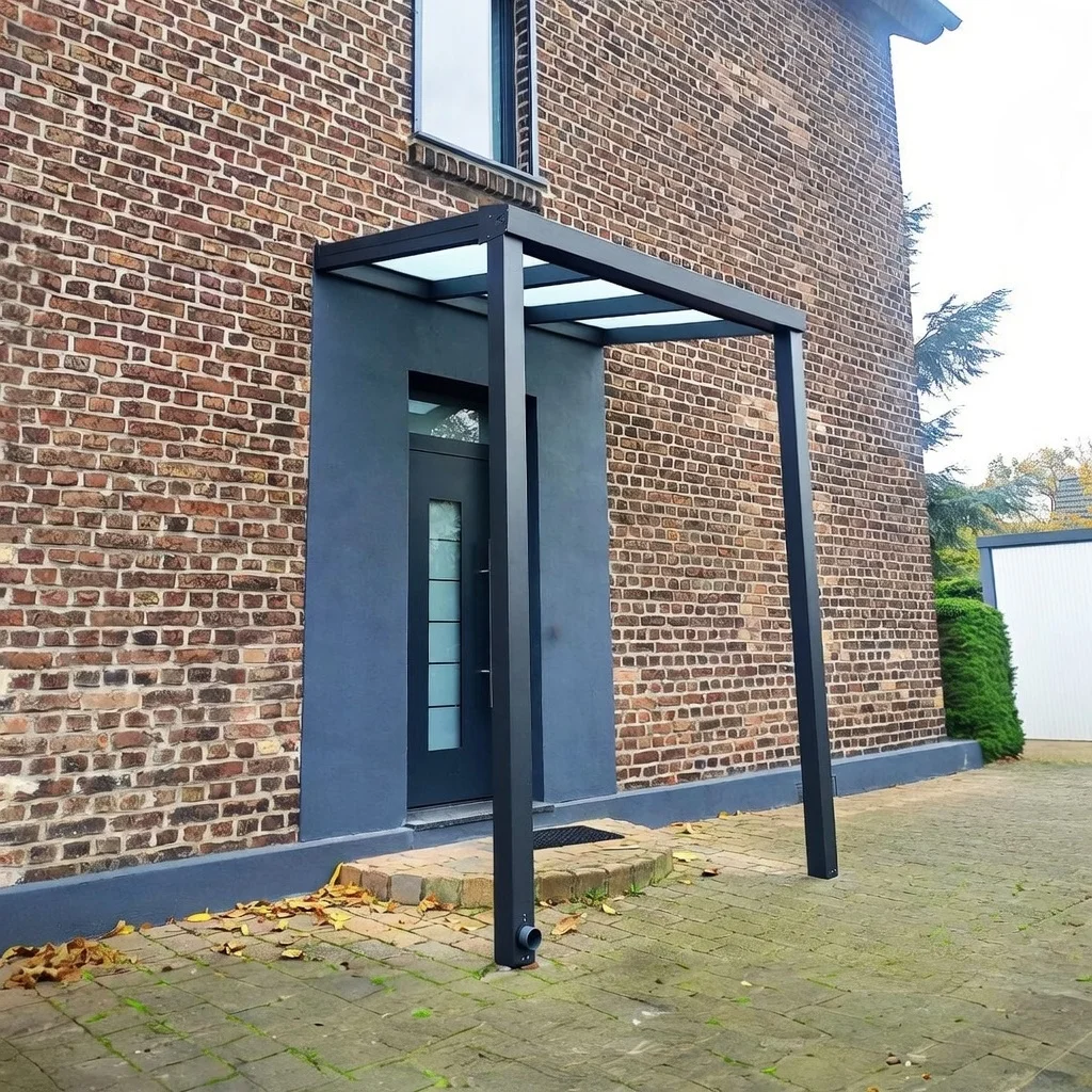 Vordach Aluminium Glas Ziegelfassade Schmal Bergisch Gladbach – Elsfen Bauelemente