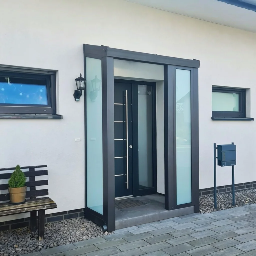 Vordach Aluminium Milchglas Seitenelemente Portal Monheim Am Rhein – Elsfen Bauelemente