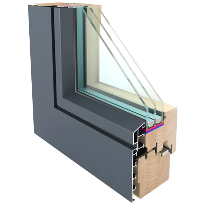 Holz-Alu-Fenster Gemini Linear – Profilschnitt