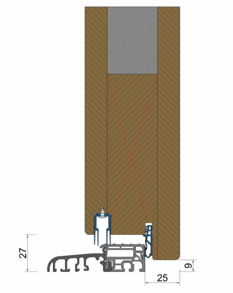 Holzhaustür Modern als Paneeltür – Profilschnitt